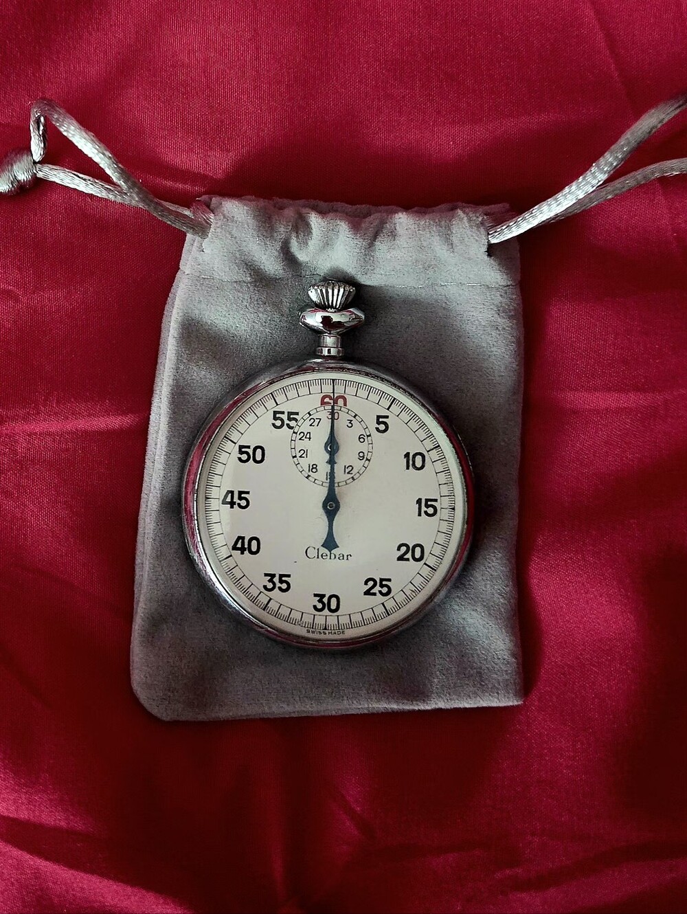 Antique Clebar Mechanical Stopwatch, c1940s, Swiss-Made. Runs Perfectly!